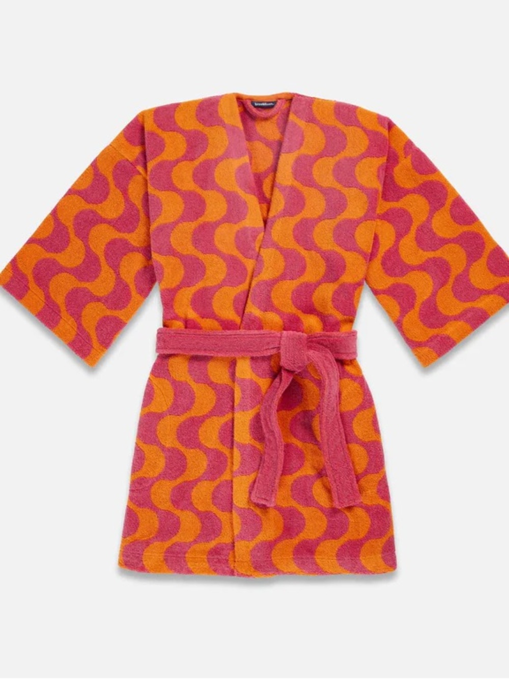 Brooklinen Super-Plush Robe M Orange Pink Wave Turkish Cotton Bathrobe